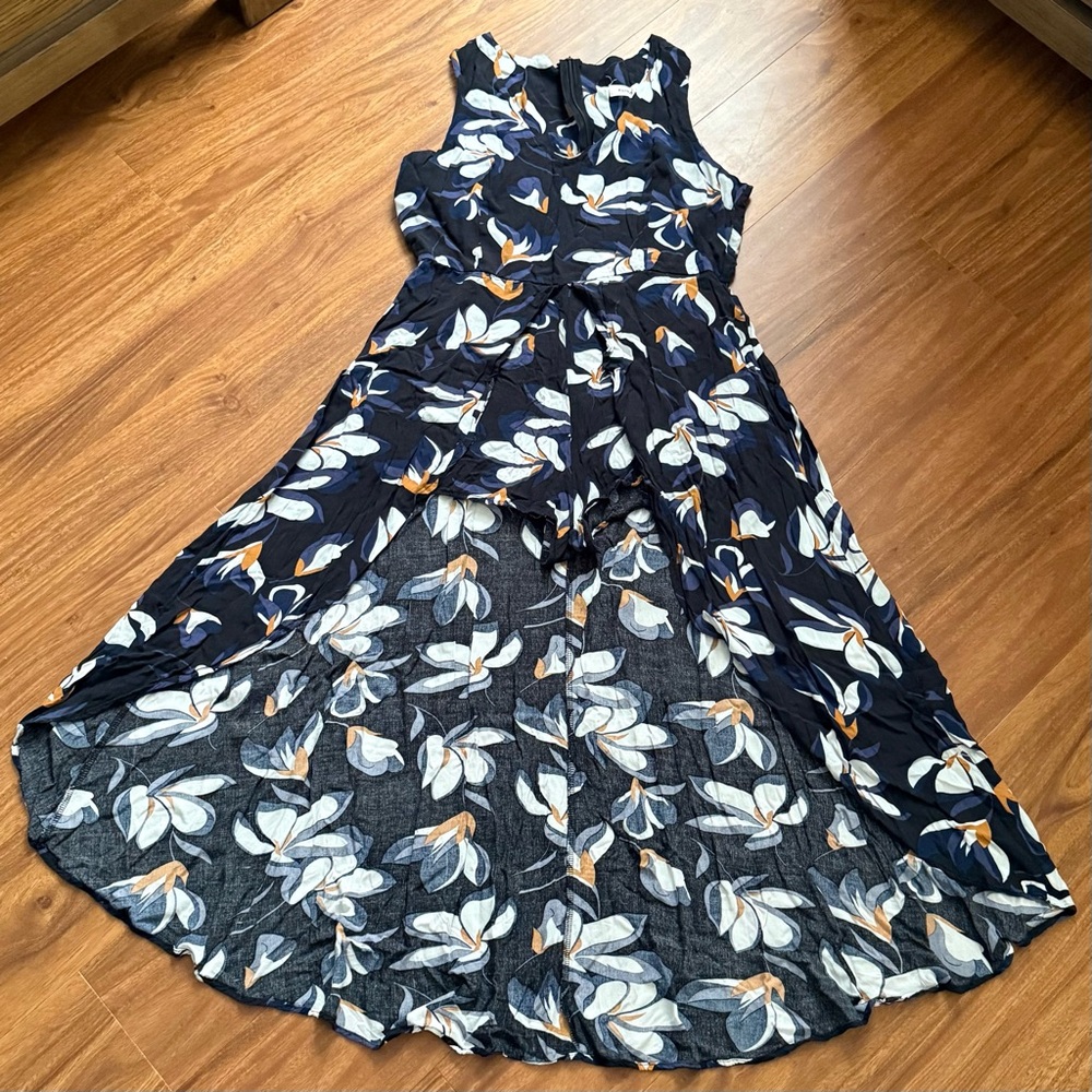 Floral Navy Sleeveless Dress